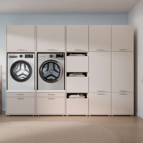 Skap WASHCAB 50x144 cm - 3 dører beige sand