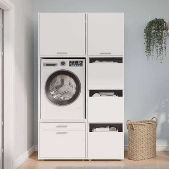 Vaskemaskinskap WASHCAB 67x144 cm - med skuff - hvit matt