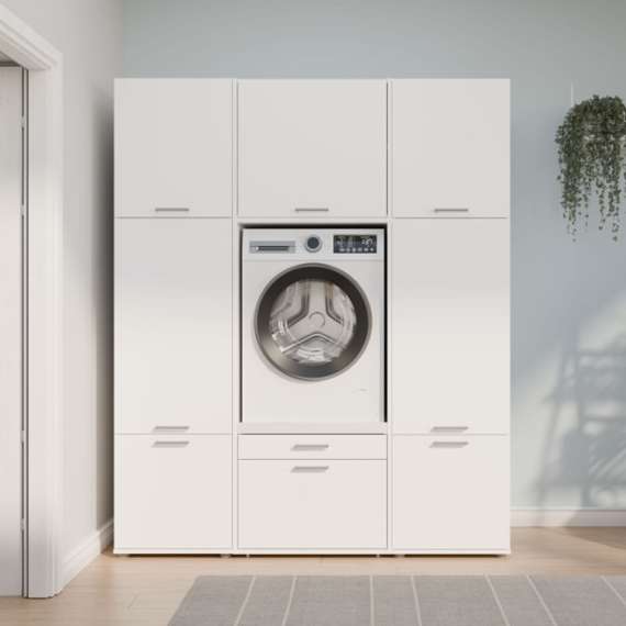 Vaskemaskinskap WASHCAB 67x144 cm - med skuff - hvit matt