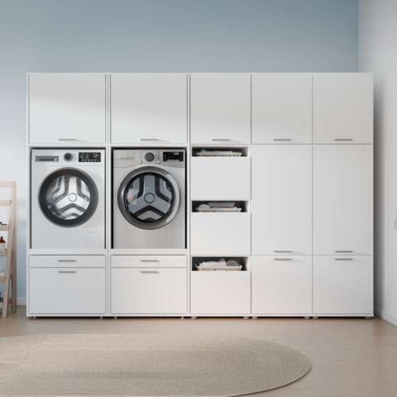 Skap WASHCAB 50x144 cm - 2 dører - hvit matt