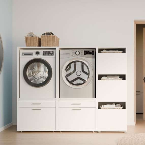 Skap WASHCAB 50x144 cm - 3 dører - hvit matt