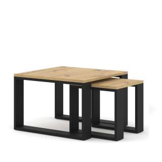 Bordsett NUKA - 2 stk - eik artisan - svart ben