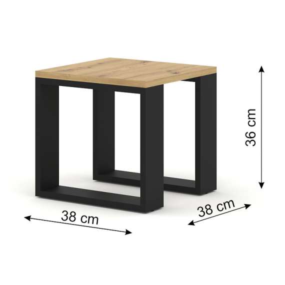 Bordsett NUKA - 2 stk - eik artisan - svart ben