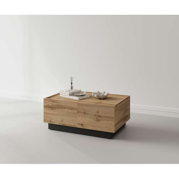 Stuebord Eko 90x58 cm - eik - sort - med oppbevaringsplass