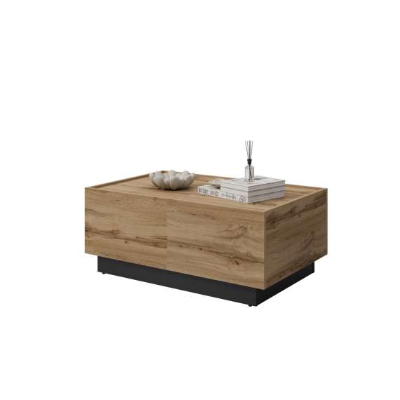 Stuebord Eko 90x58 cm - eik - sort - med oppbevaringsplass