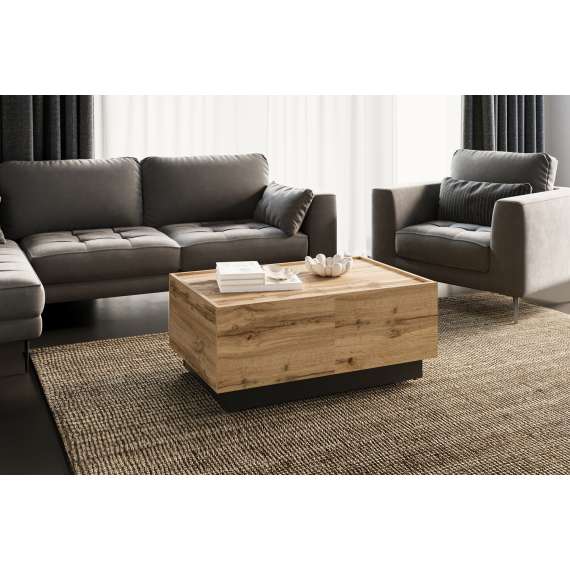 Stuebord Eko 90x58 cm - eik - sort - med oppbevaringsplass