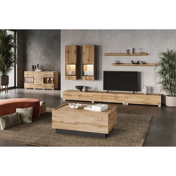 Stuebord Eko 90x58 cm - eik - sort - med oppbevaringsplass