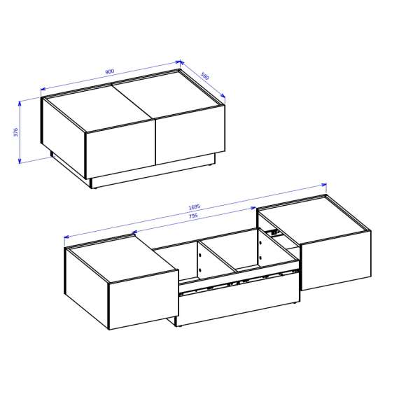 Stuebord Eko 90x58 cm - cashmere - sort - med oppbevaringsplass