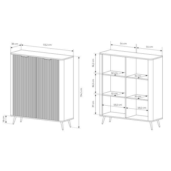 Skap Lante 113x134 cm - beige - 2 dører