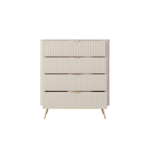 Kommode Lante 88x101 cm - beige - 4 skuffer