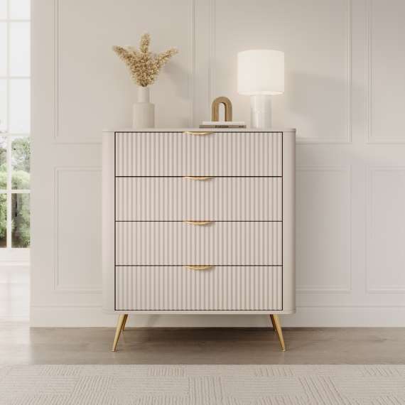 Kommode Lante 88x101 cm - beige - 4 skuffer