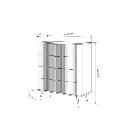 Kommode Lante 88x101 cm - beige - 4 skuffer