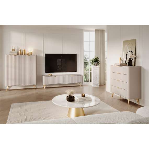 Kommode Lante 88x101 cm - beige - 4 skuffer