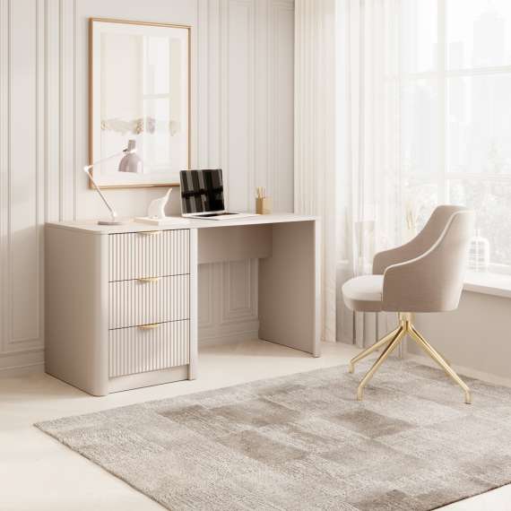 Skrivebord Lante 140x55 cm - beige - 3 skuffer