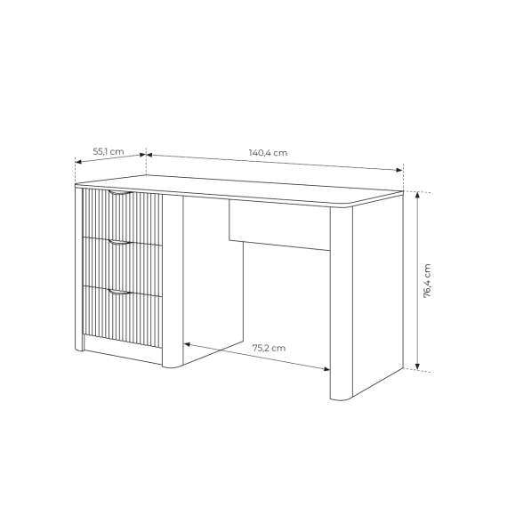 Skrivebord Lante 140x55 cm - beige - 3 skuffer