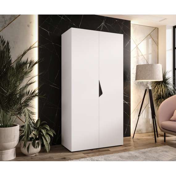 Garderobeskap SANDI 1 - 100x202 cm - hvit matt - 2 dører