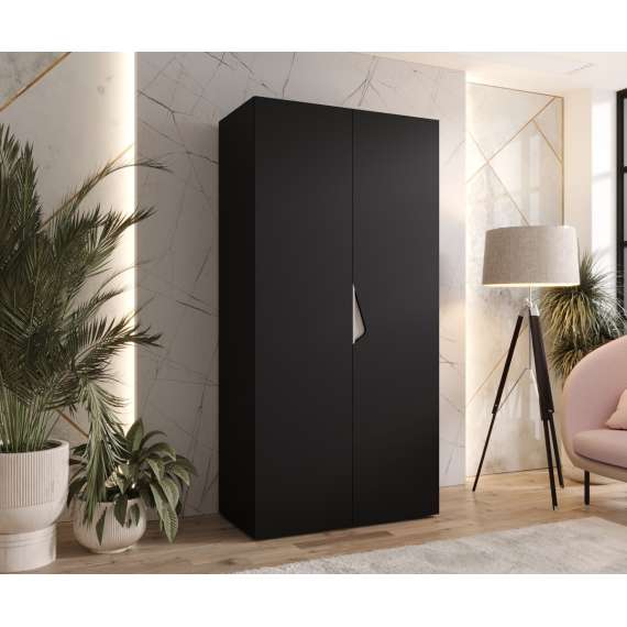 Garderobeskap SANDI 1 - 100x202 cm - svart matt - 2 dører