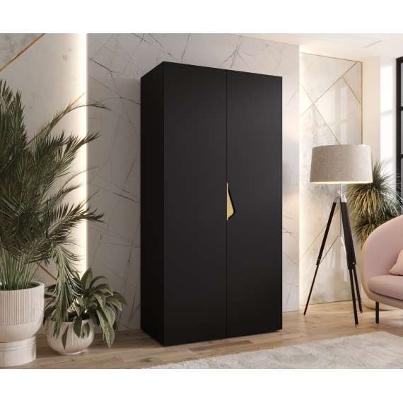 Garderobeskap SANDI 1 - 100x202 cm - svart matt - 2 dører