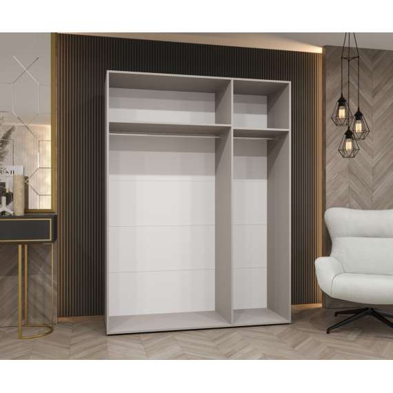 Garderobeskap SANDI 1 - 150x202 cm - hvit matt - 3 dører