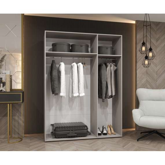 Garderobeskap SANDI 1 - 150x202 cm - hvit matt - 3 dører