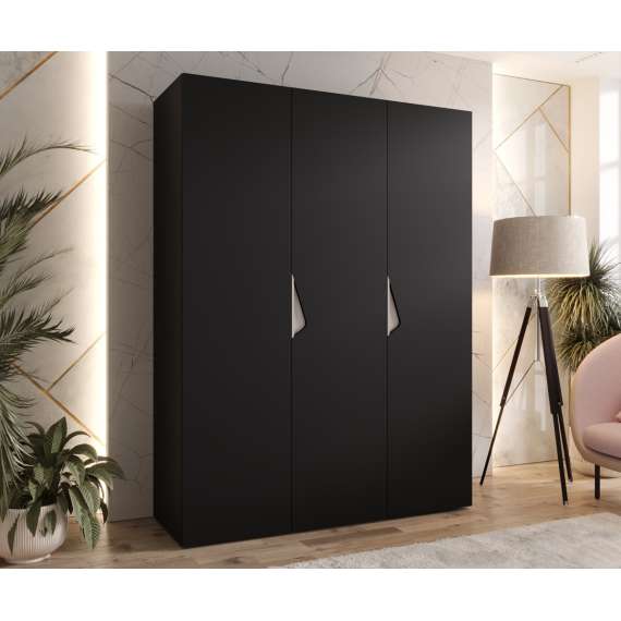 Garderobeskap SANDI 1 - 150x202 cm - svart matt - 3 dører