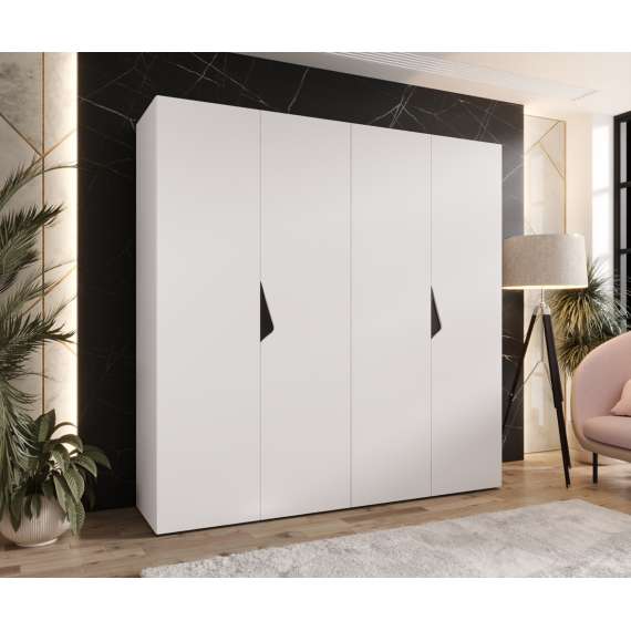 Garderobeskap SANDI 1 - 200x202 cm - hvit matt - 4 dører