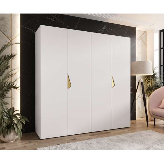 Garderobeskap SANDI 1 - 200x202 cm - hvit matt - 4 dører