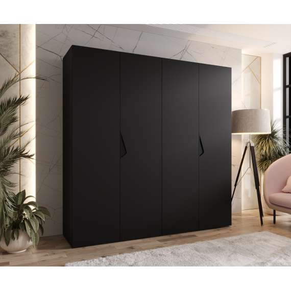 Garderobeskap SANDI 1 - 200x202 cm - svart matt - 4 dører