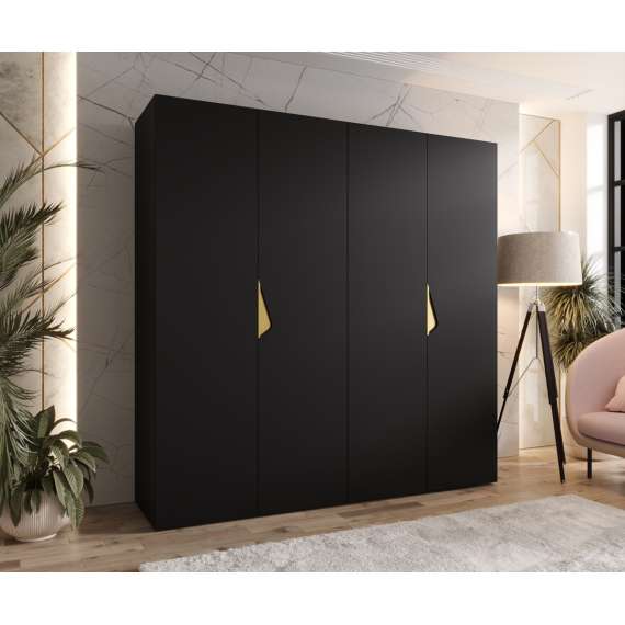 Garderobeskap SANDI 1 - 200x202 cm - svart matt - 4 dører