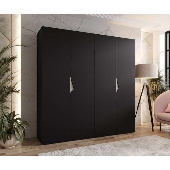 Garderobeskap SANDI 1 - 200x202 cm - svart matt - 4 dører