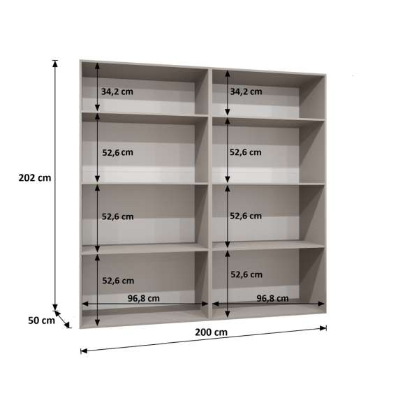 Garderobeskap SANDI 1 - 200x202 cm - svart matt - 4 dører