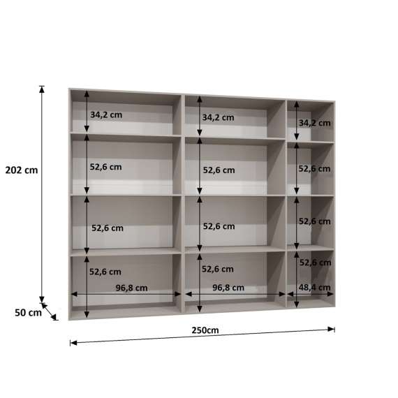 Garderobeskap SANDI 1 - 250x202 cm - hvit matt - 5 dører