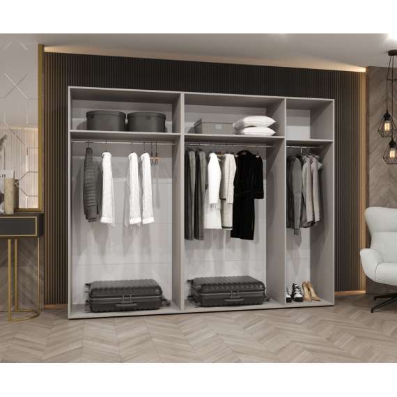 Garderobeskap SANDI 1 - 250x202 cm - hvit matt - 5 dører