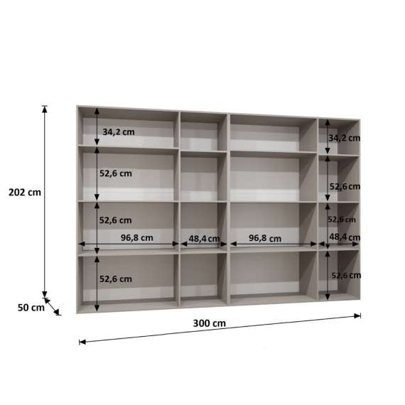 Garderobeskap SANDI 1 - 300x202 cm - hvit matt - 6dører