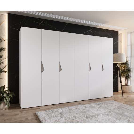 Garderobeskap SANDI 1 - 300x202 cm - hvit matt - 6dører