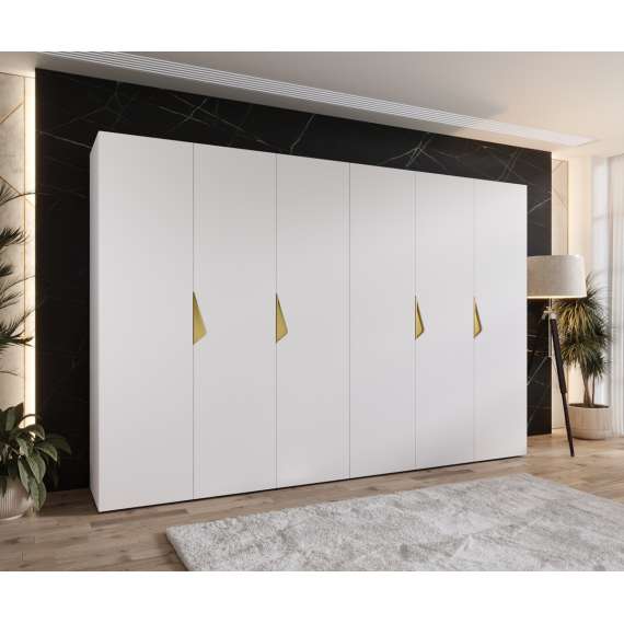 Garderobeskap SANDI 1 - 300x202 cm - hvit matt - 6dører