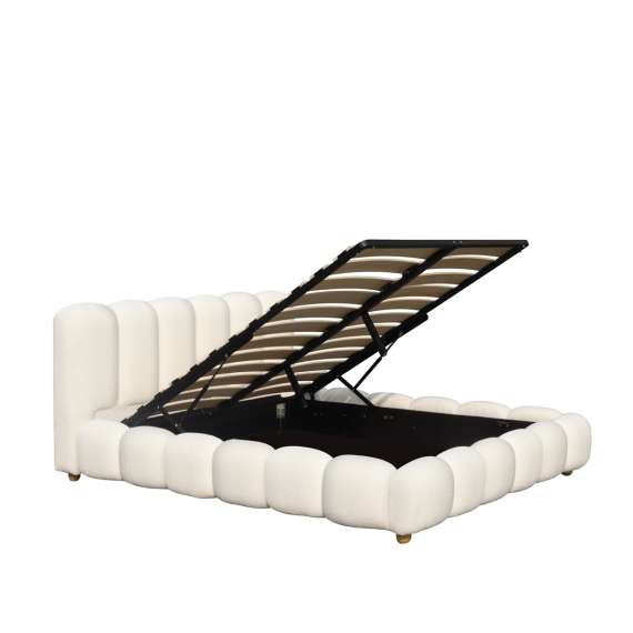 Seng BRISA 160x200 cm - crem bouclé - oppbevaring