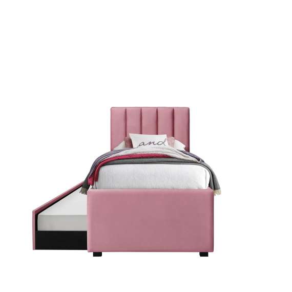 Seng RUSSO 90x200 cm - rosa velvet - ekstra soveplass