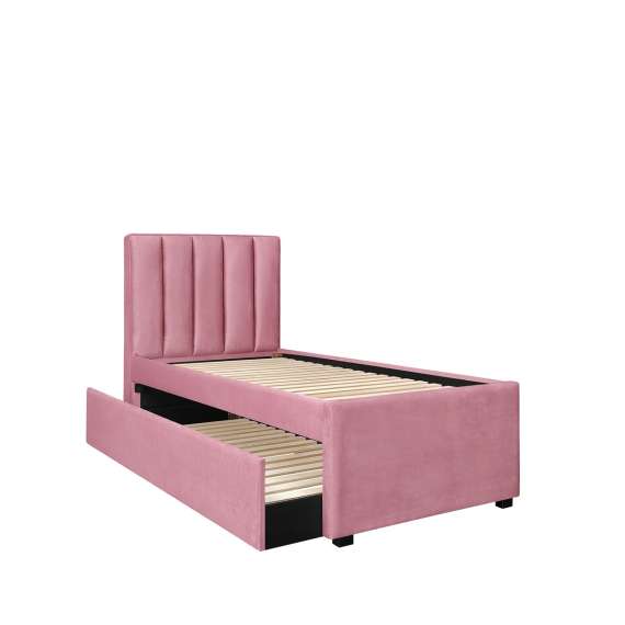 Seng RUSSO 90x200 cm - rosa velvet - ekstra soveplass