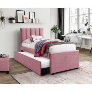 Seng RUSSO 90x200 cm - rosa velvet - ekstra soveplass