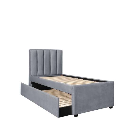 Seng RUSSO 90x200 cm - grå velvet - ekstra soveplass