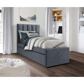 Seng RUSSO 90x200 cm - grå velvet - ekstra soveplass