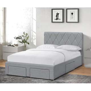 Seng Betina 120x200 cm - støff grå - 4 skuffer