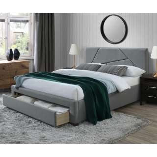 Seng VALERY 160x200 cm - grå stoff- 1 skuff