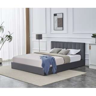 Seng KATARINA 160x200 cm - grå velvet - oppbevaringsplass