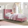 Seng ESTALLA 90x200 cm - rosa velvet - eik bein