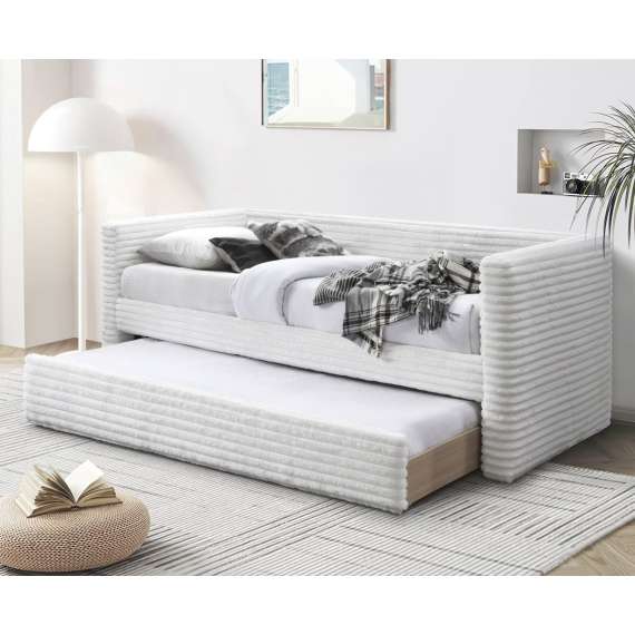 Dagseng ALABAMA 90x200 cm - crem kordfløyel - ekstra soveplass