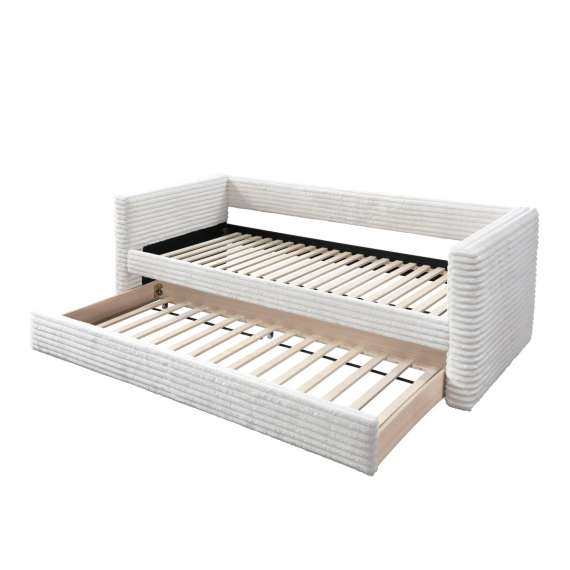 Dagseng ALABAMA 90x200 cm - crem kordfløyel - ekstra soveplass