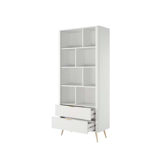 Reol Lante 88x194 cm - hvit - 2 skuffer