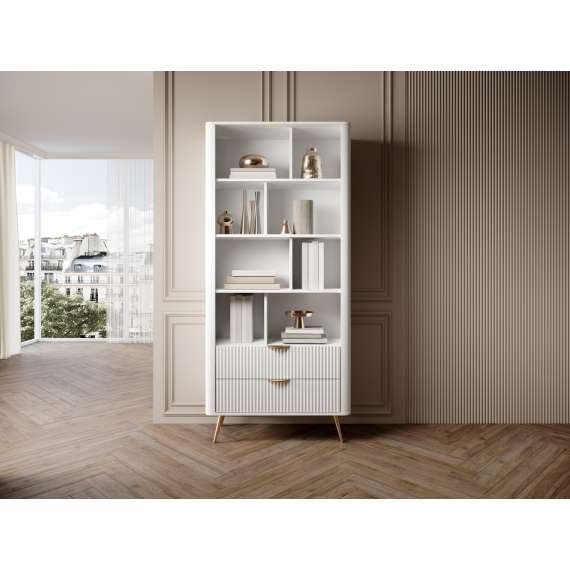 Reol Lante 88x194 cm - hvit - 2 skuffer